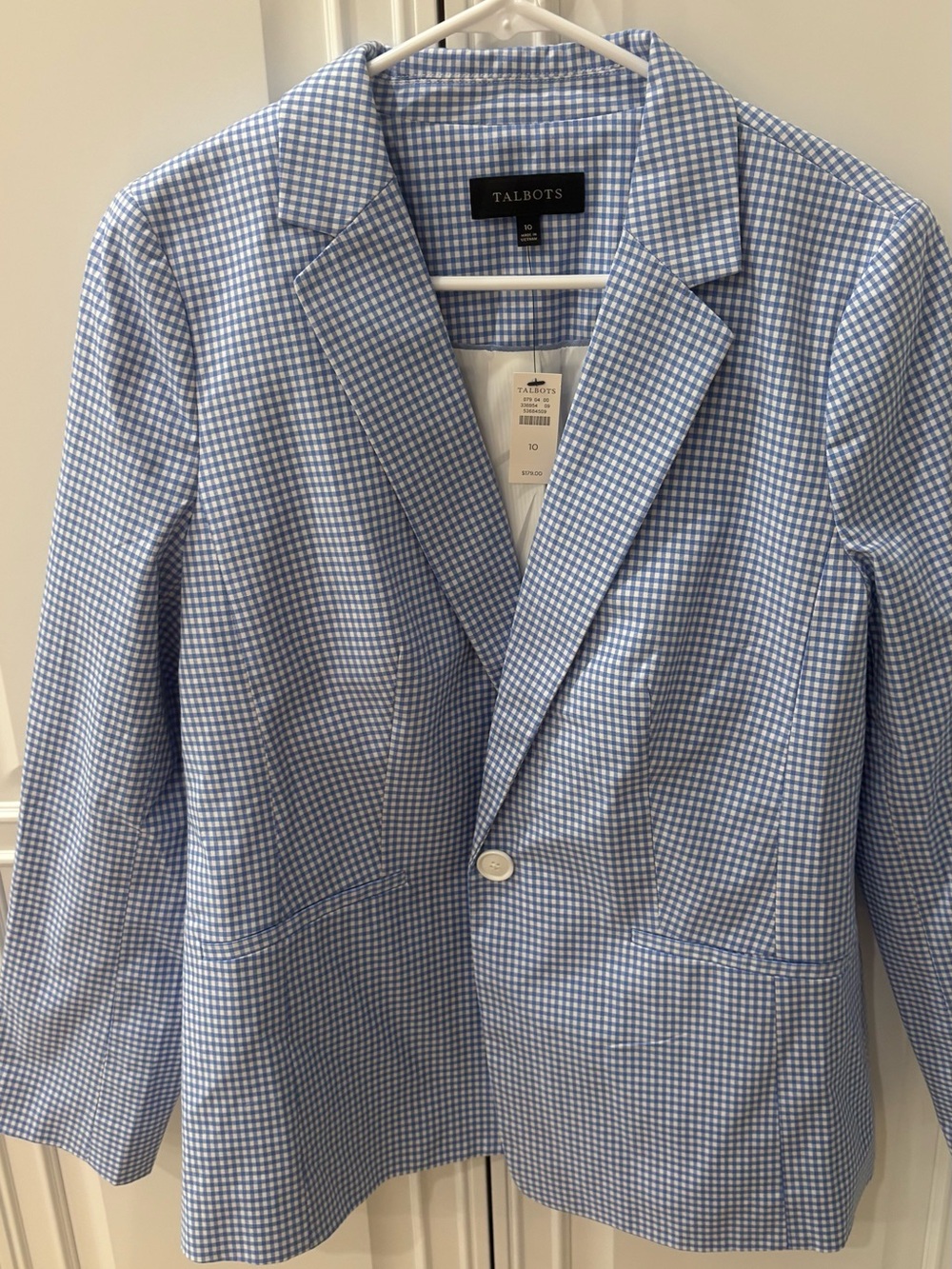 Talbots Blue Gingham Single-Button Blazer